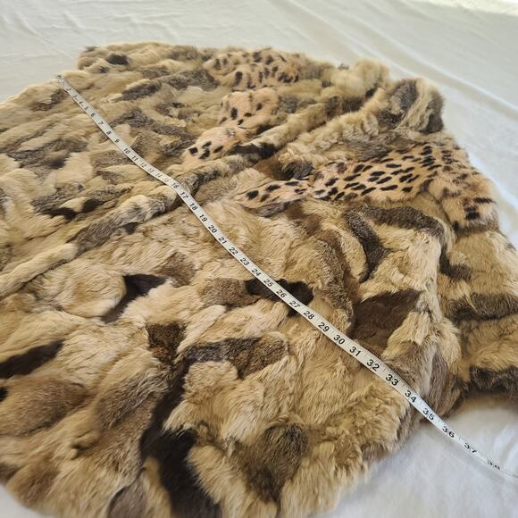 Vintage Rabbit Fur Cape One Size Winners Circle Brown Tan Patchwork Shawl Coat - Picture 14 of 15